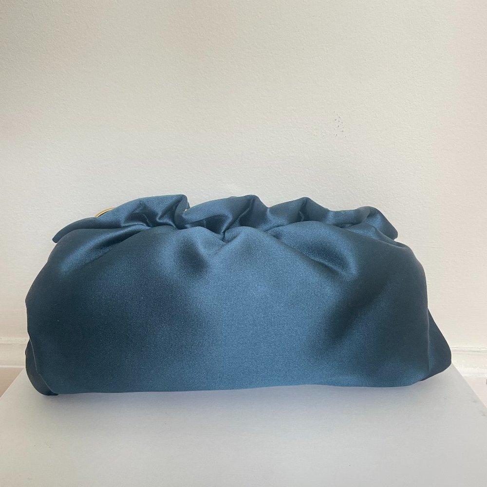 NWT Lafayette 148 New York Blue Satin Clutch Pochette
